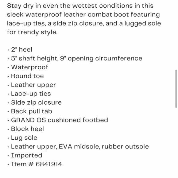 Cole Haan Camea Waterproof Leather Combat Boot - Picture 8 of 9